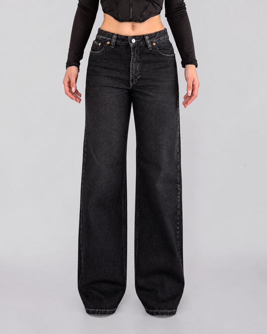 Wide Leg Jeans Negro de Mujer