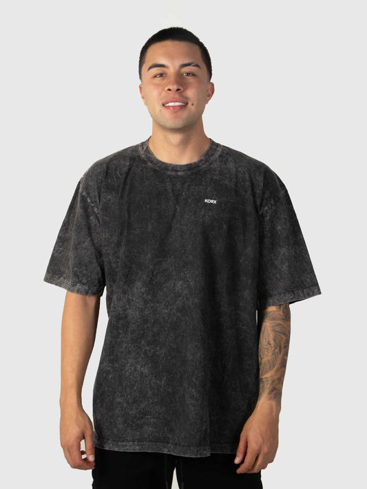 Camiseta Básica Acid Wash Grey Dark - Oversized