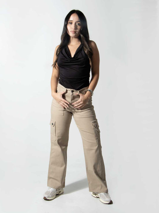 Pantalón Cargo Street Mujer - Beige