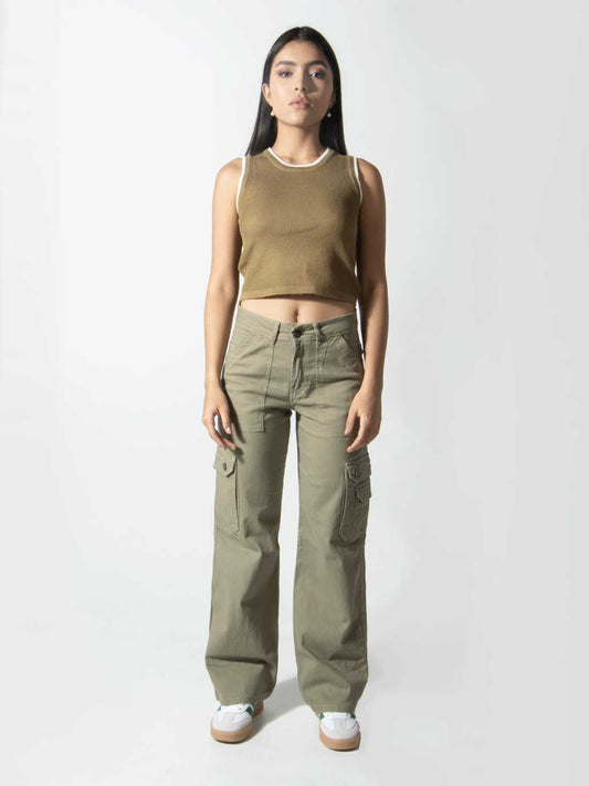 Pantalón Cargo Street Mujer - Verde Nuez