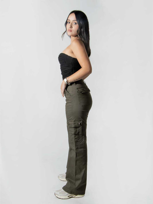 Pantalón Cargo Street Mujer - Verde Militar