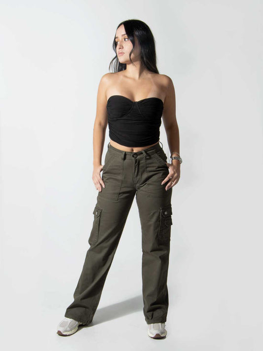 Pantalón Cargo Street Mujer - Verde Militar