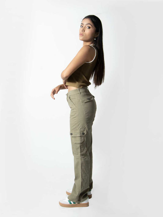 Pantalón Cargo Street Mujer - Verde Nuez