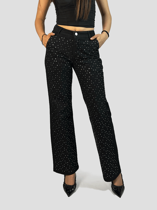 Pantalón Negro con Brillos - Mujer