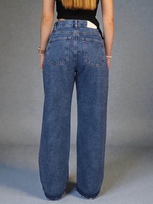 Baggy Wide Jeans de Brillos Mujer