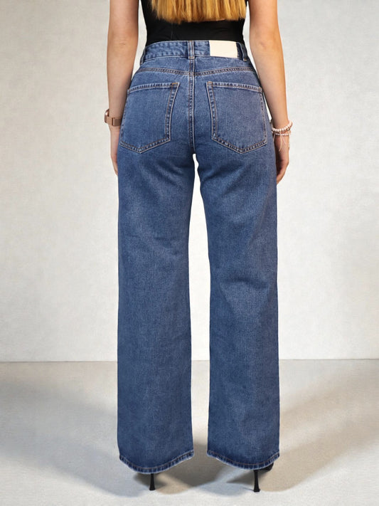 Wide Leg Jeans de Brillos Mujer