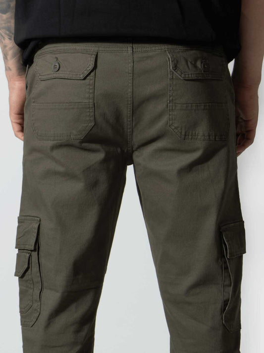 Pantalón Cargo Bota Recta- Slim Fit - Verde Militar