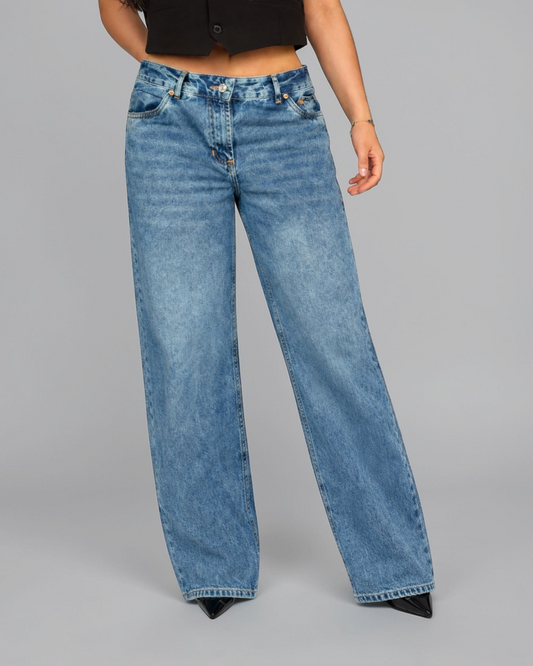 Wide Leg Tiro Bajo Mujer