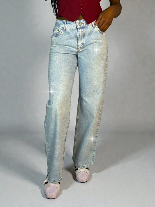 Jean Brillos Wide Leg Tiro Bajo